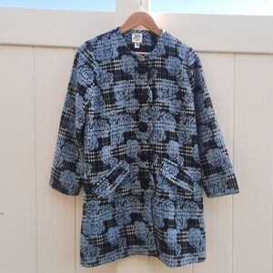 ivy Jane Floral Plaid Coat | Light Blue | Very Soft | Scallops | Size XS